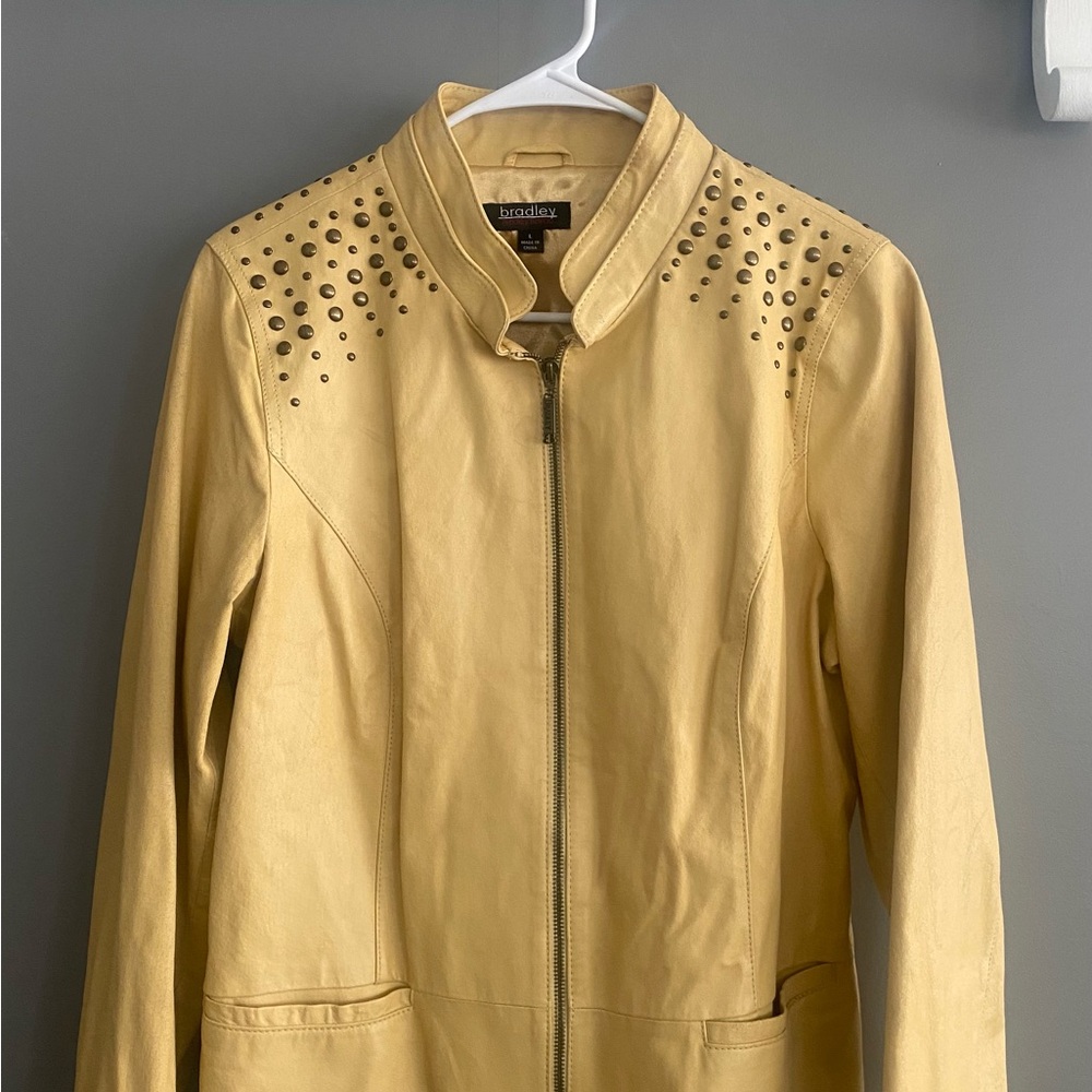Bradley Bayou Yellow Studded Leather Jacket